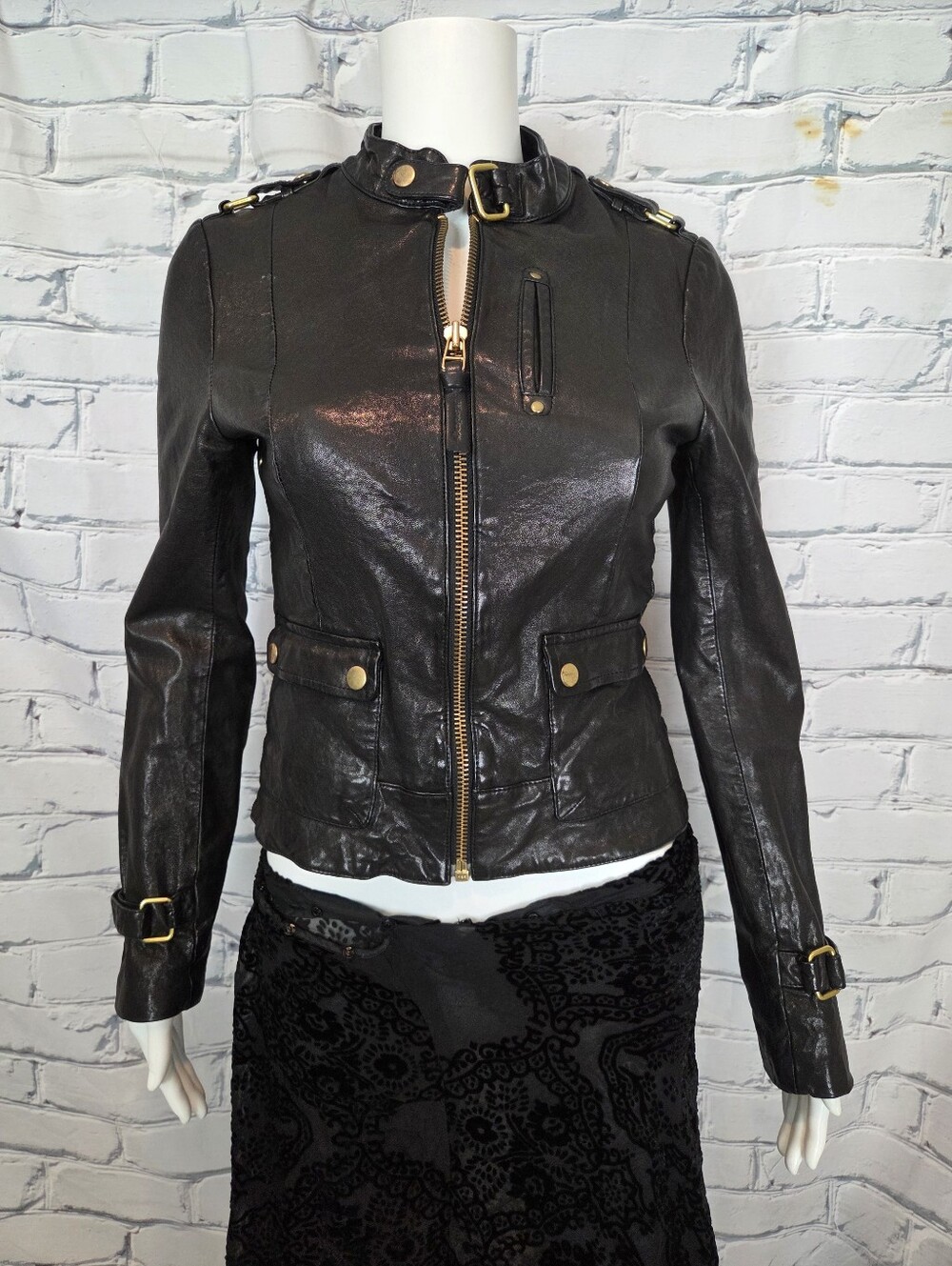 Mackage Black Leather Biker Jacket